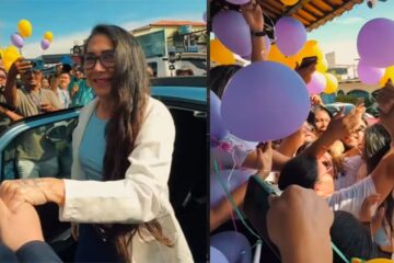 Cleusimar promove uma celebração contagiante no Belle Femme com Lili no palco, acompanhada de fogos, faixas e um poderoso paredão de som
