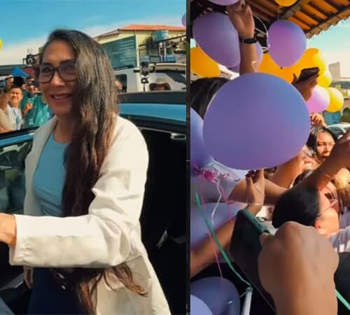 Cleusimar promove uma celebração contagiante no Belle Femme com Lili no palco, acompanhada de fogos, faixas e um poderoso paredão de som