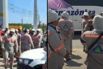 Eletricistas da Âmbar em Manaus cobram salário digno, plano de saúde e fim da jornada até 22h